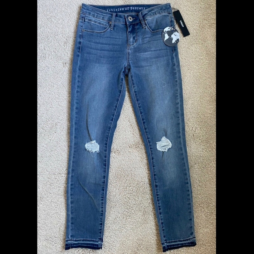 NEW!! Articles of Society Jeans Size 24 Womens Skinny Medium Wash Blue Denim NWT